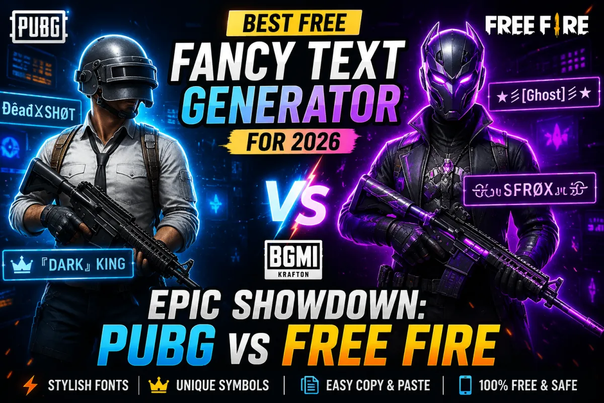 Best free fancy text generator for PUBG, BGMI, and Free Fire stylish gaming names in 2026